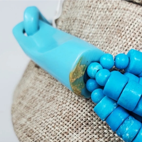 Vintage Unsigned Gerda Lynggaard Monies Necklace Heavy Dyed Bone Multi-strand - Picture 5 of 6